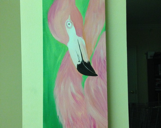 Flamingo Beauty - 8" x 24" canvas - can be Displayed Up and Down or Side to Side