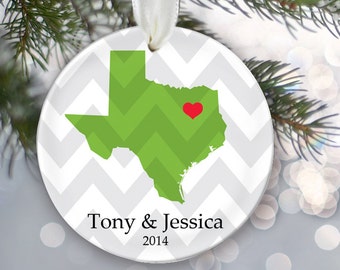 State Love Personalized Christmas Ornament New Home Ornament Housewarming Gift State Pride Custom Ornament Name and Date First Home OR248