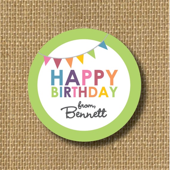Personalized birthday sticker custom gift tag by CastleberryHill