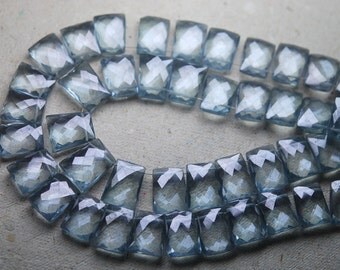 New Stock, Full 8 Inch Strand Mystic Teel Green Quartz Faceted Fan Shape,11-12mm