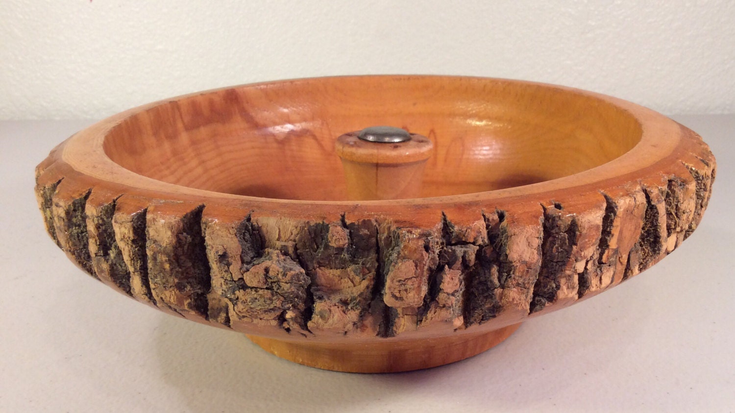 Vintage Bark Sided Wood Nut Bowl Set Made From Tree Trunk Haute Juice