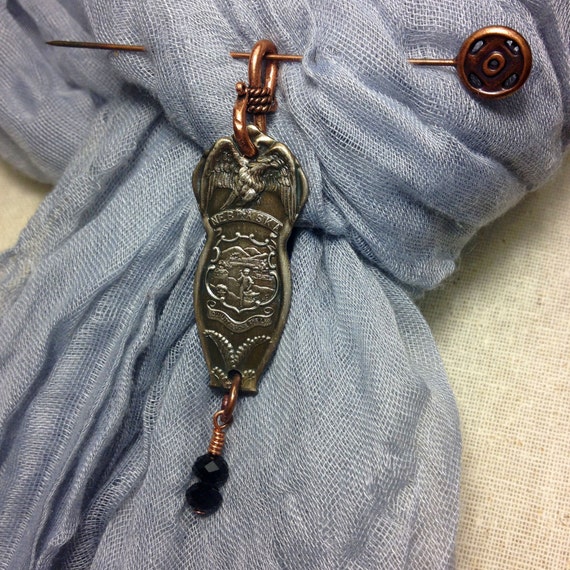 Items similar to Vintage Upcycled Spoon Handle Jewelry Pendant USA