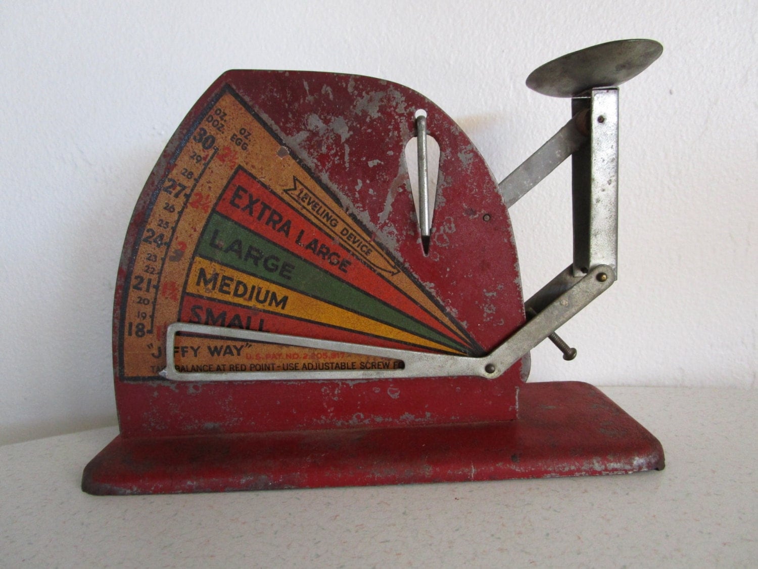 Antique Jiffy Way Egg Scale Beautiful Rusty Red