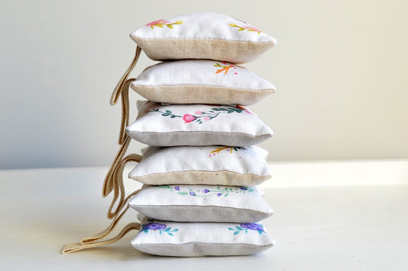 Set of 6 Lavender & Rose Drawer Sachets Scented Pillows