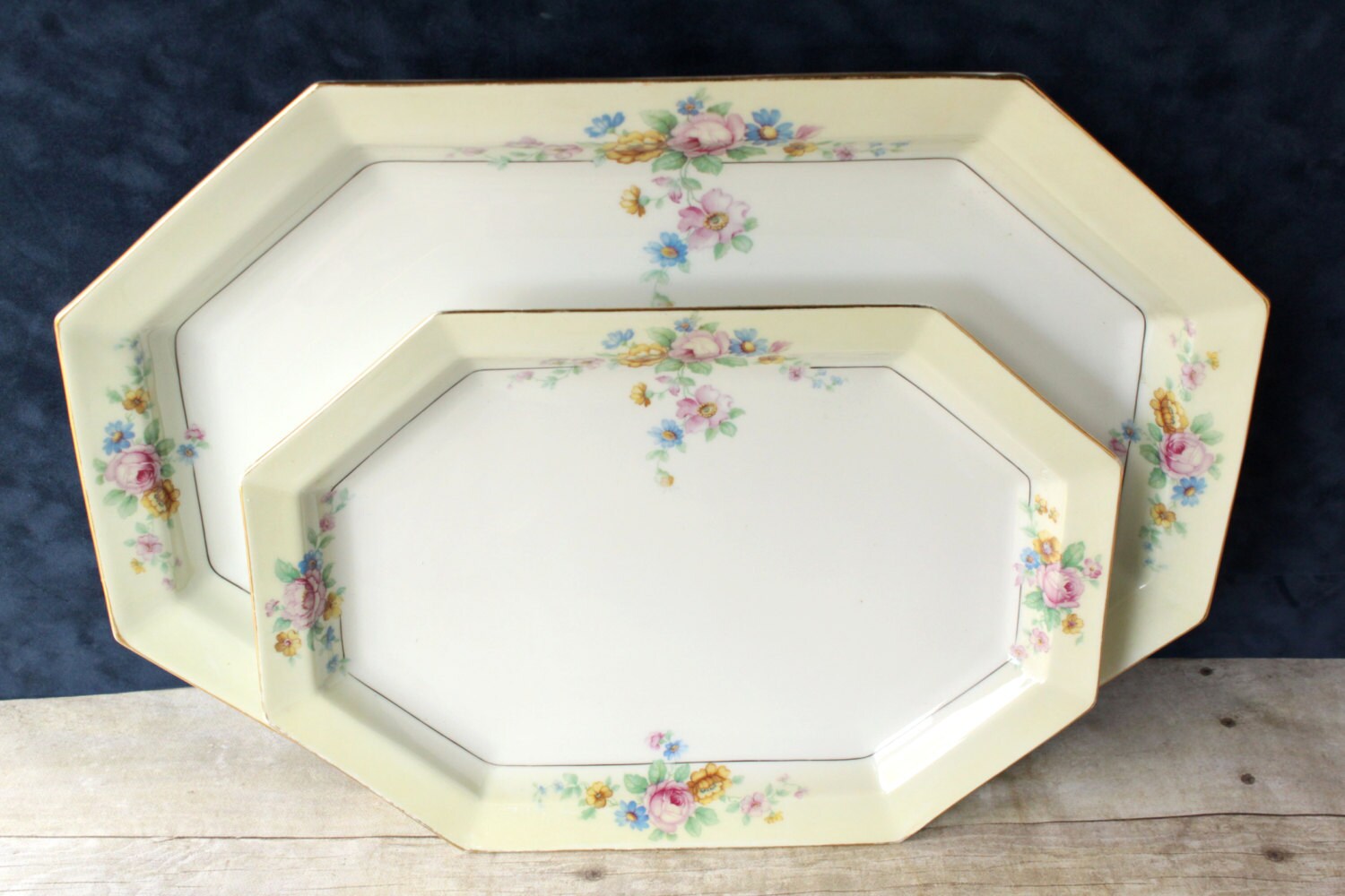 Vintage Set Of Porcelain Serving Trays cottage decor shabby