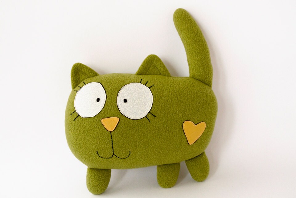 green cat plush