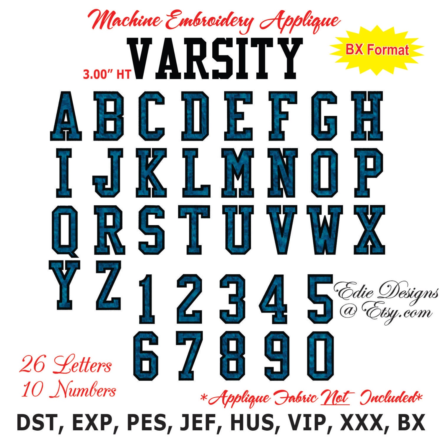 Varsity Letters Applique Machine Embroidery Designs Monogram Fonts BX ...