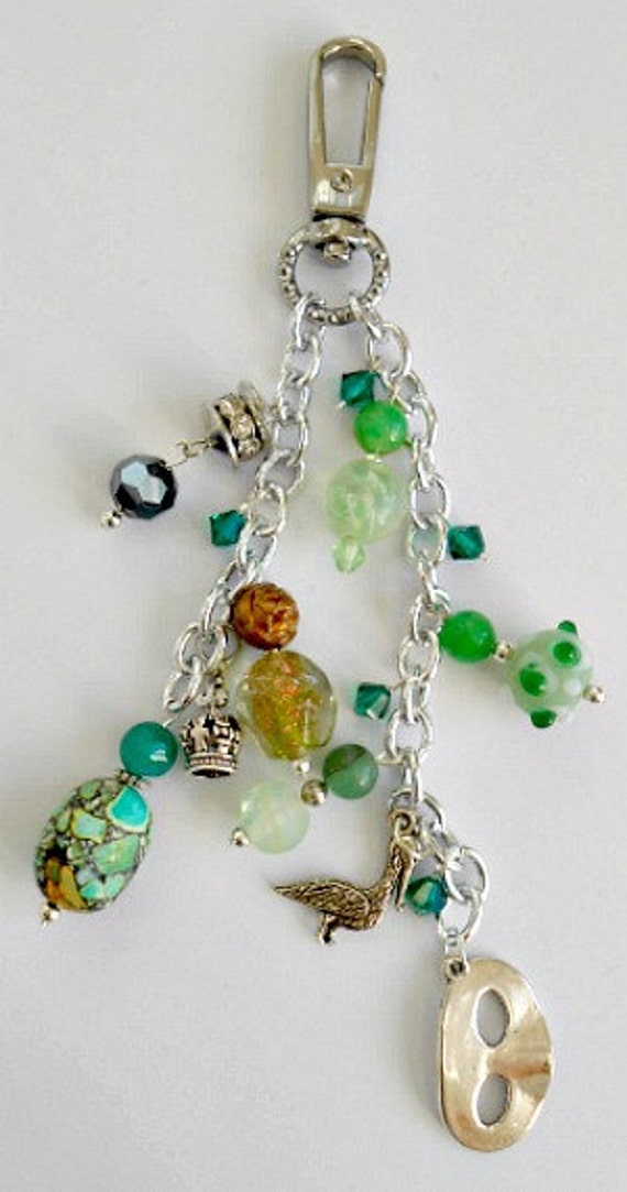 Emerald purse charm key chain purse jewelry handbag by KnottyHead