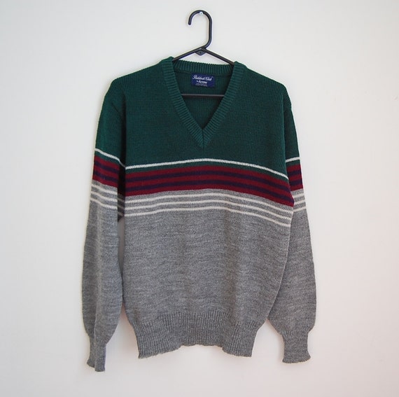 vintage 1980s men's golf sweater / striped pullover
