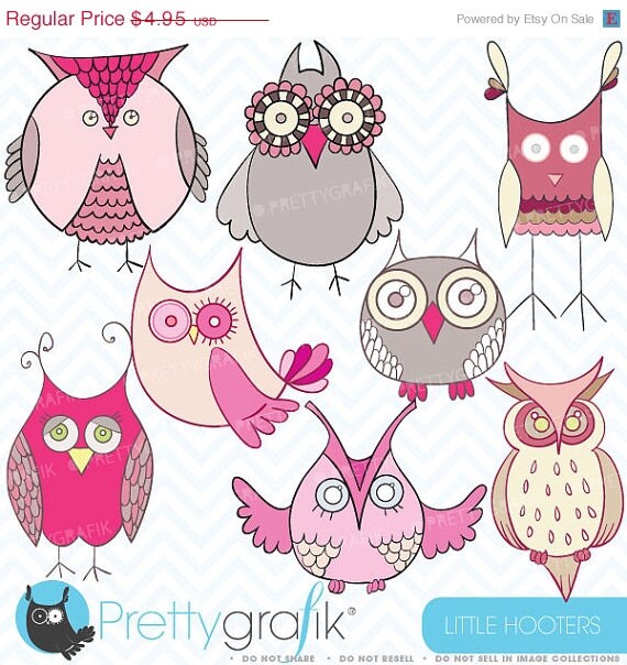 80% OFF SALE pink owl clipart commercial use, vector graphics, digital clip art, digital images - CL325 Il_570xn