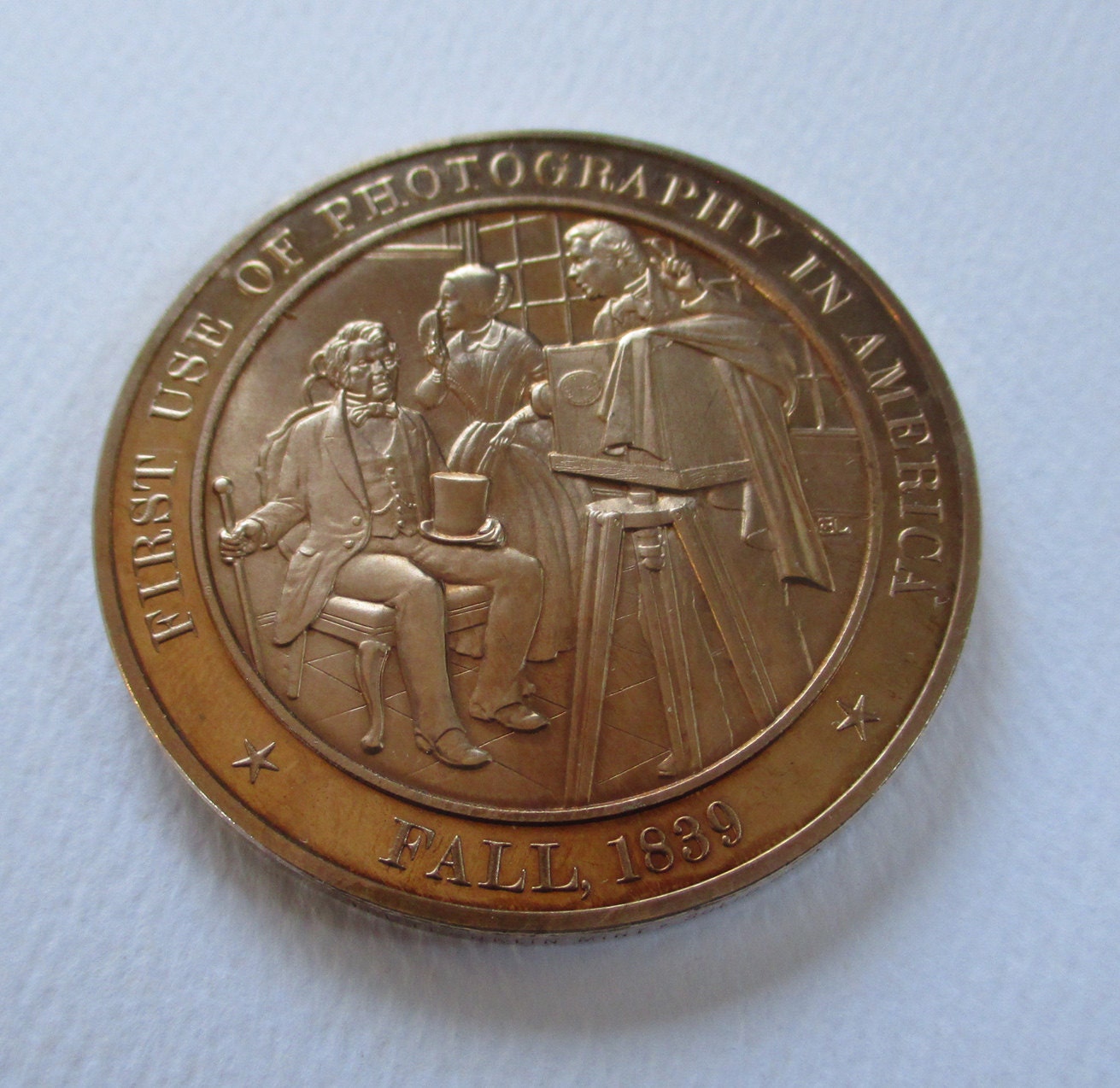 Franklin Mint Solid Bronze coin Fall 1839 First Use of
