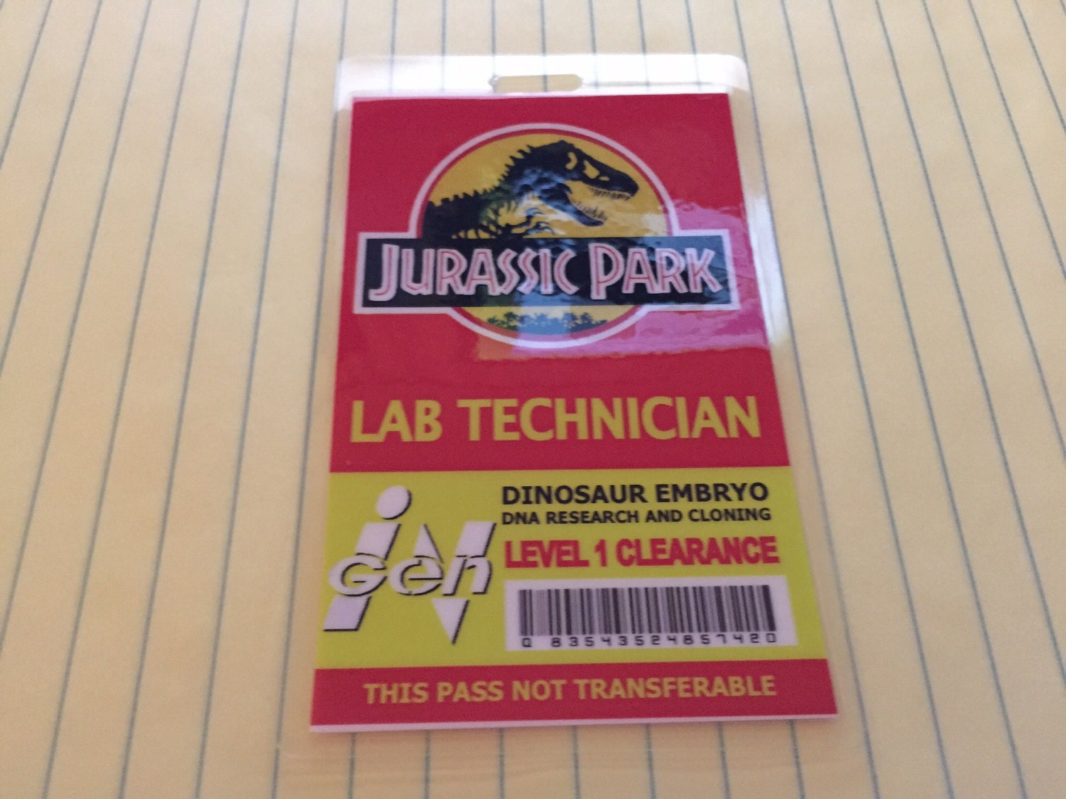 Jurassic Park Lab Technician id pass park by UncleJacksDesign