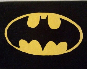 Batman Signal Logo Acrylic on Canvas Splatter by RockinARTitude