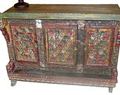 Buffet Chest/ Antique Jaipuri Colorful Floral Sideboard/Wooden Furniture/ Vintage Sideborad