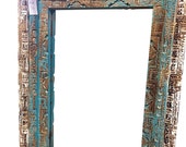 Wood Mirror Frame, Rustic Vintage mirror Frame, Architectural mirror Furniture-Rustic Wooden Carved Mirror Frame