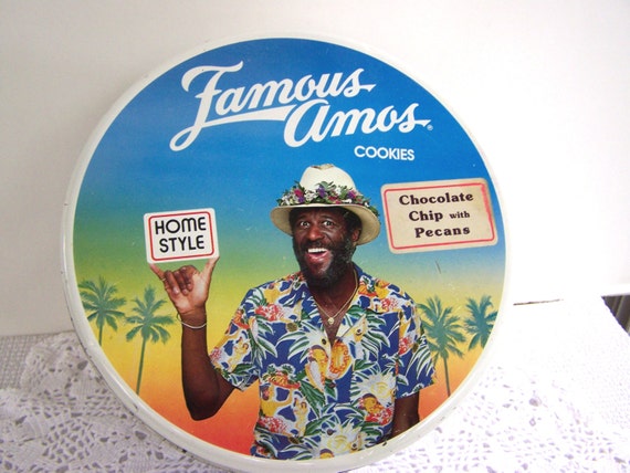 Famous Amos Cookie Tin. 1975 Serving Bowl by ThingsFromMyAttic