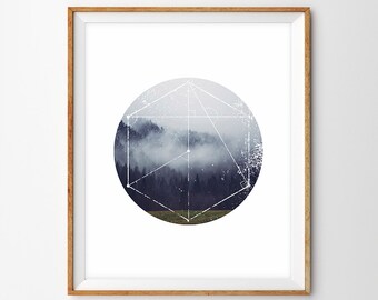 Geometric Foggy Landscape/Mountain Photography Modern Fine Art Print