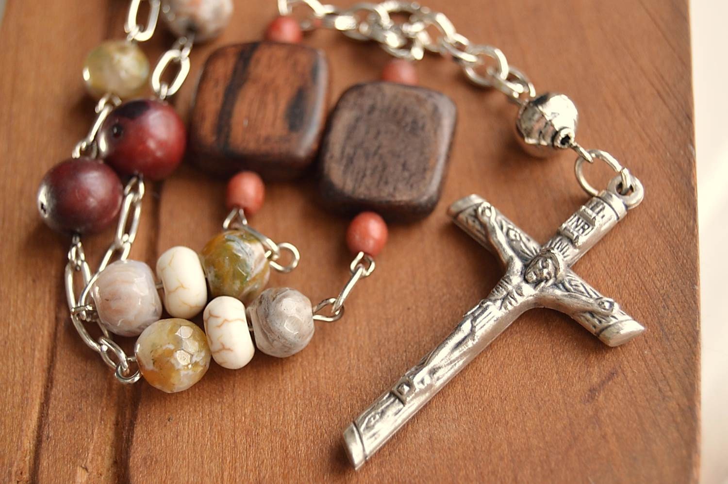 Catholic Cross jewelry Religious Catholic by FifteenMagpieLane