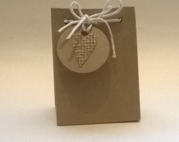 Handmade Heart Tag Gift Bag, Made to order, Wedding Favour, parties,birtdays, candies, jewelry