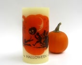 Trick or Treat Halloween Candle, Halloween Decoration, Halloween Silhouette, Pumpkin Candle Jack o Lantern Halloween Decor, Halloween Mantel