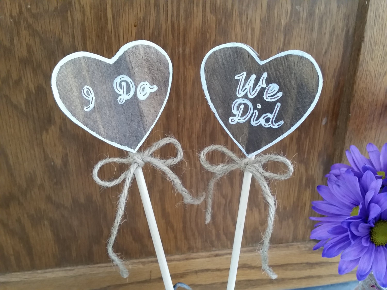 Rustic Wedding CAKE TOPPER I Do We Did Shabby Chic Wood