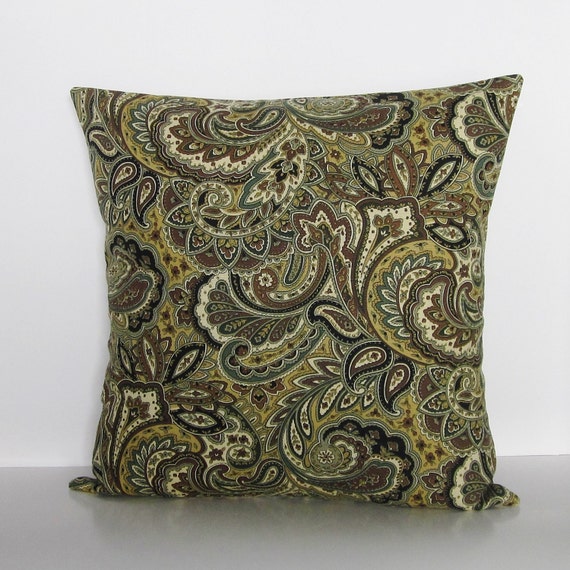 Brown Paisley Pillow Cover Black Ivory Gray Decorative Throw