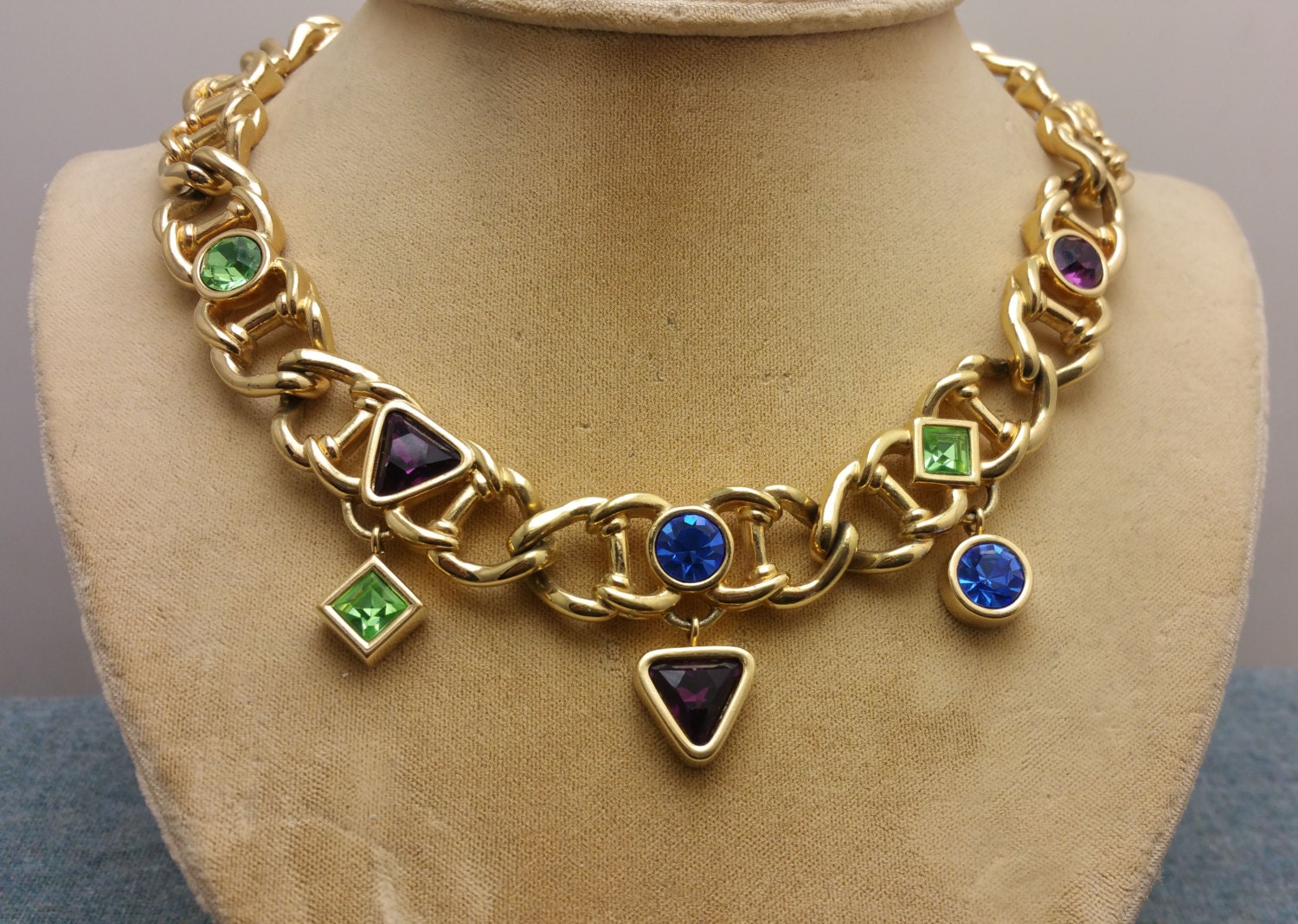 Authentic Retired Swarovski Crystal Gold Dangle Necklace