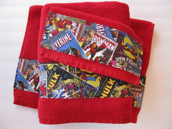 Comic Book Bath towels Comics Iron Man hand towel by AugustAve