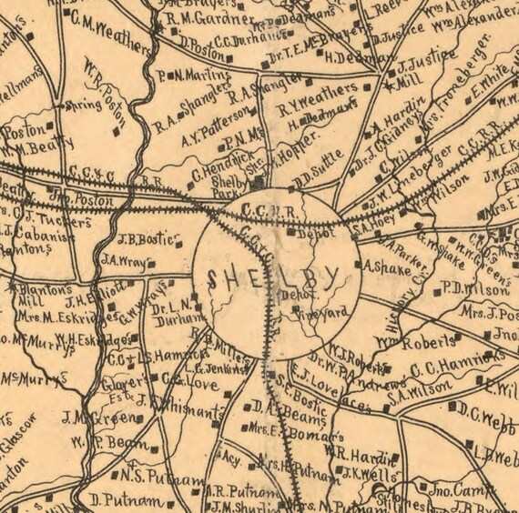 Cleveland County South Carolina 1886 Wall Map With by Oldmap