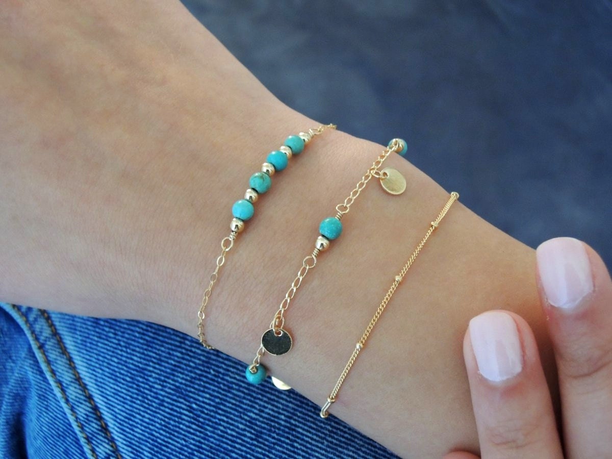 Turquoise Bracelet Set Gold Filled or Sterling by annikabella