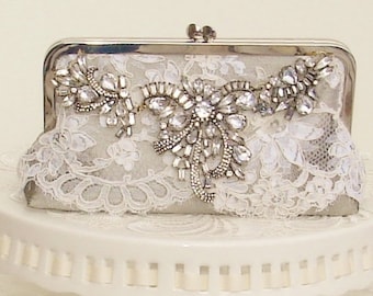 Silver Handbag / Glam Wedding / Romantic Wedding / Silver Wedding / Rhinestone Wedding Clutch