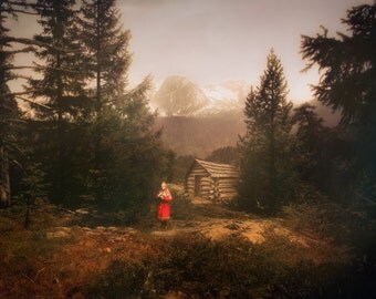 Postcard photograph of art "in the forests of Siberia"