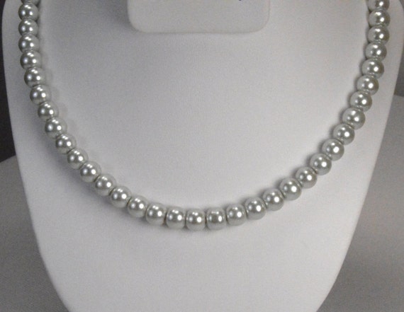 Silver Pearl Necklace Classic Everyday Pearl by StudioMJewelry