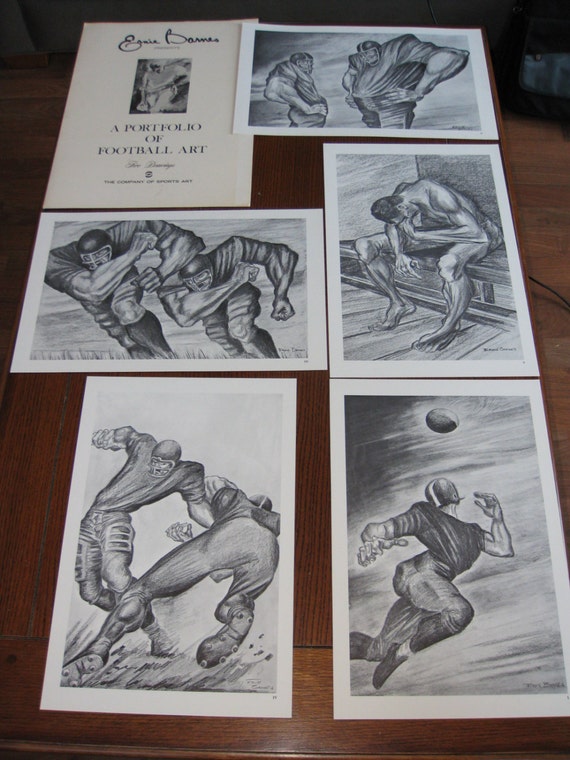 Complete Set Ernie Barnes' A Portfolio of Football Art