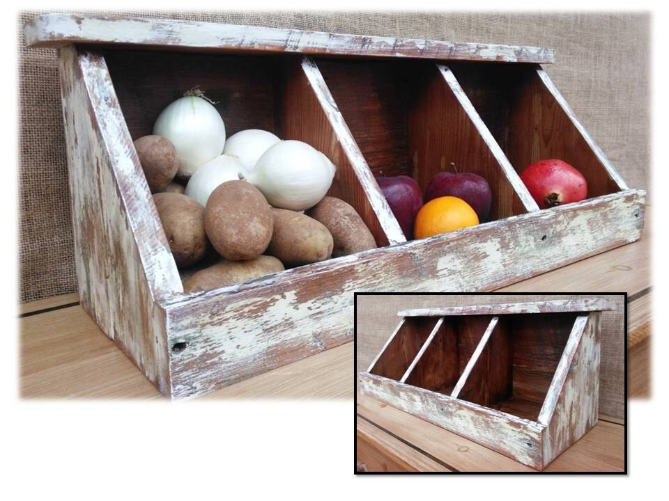 Reclaimed 1890s Wood Vegetable Bin Kitchen by AlleyCatDesignSt