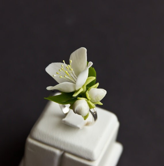 Handmade ring jasmine flower Flower ring flower