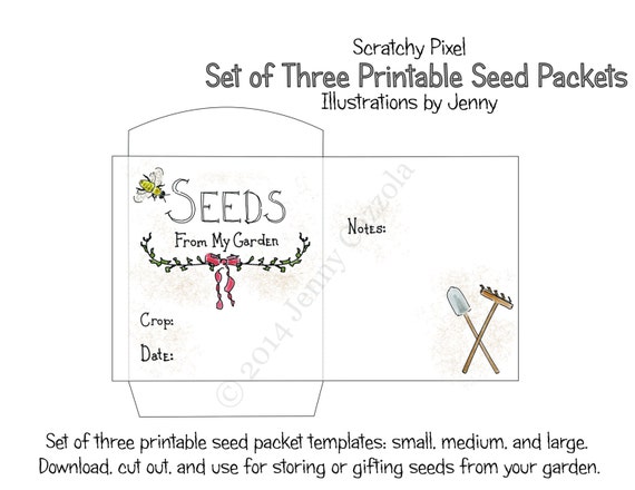 Printable Seed Packet Set Small Medium Large PDF Instant