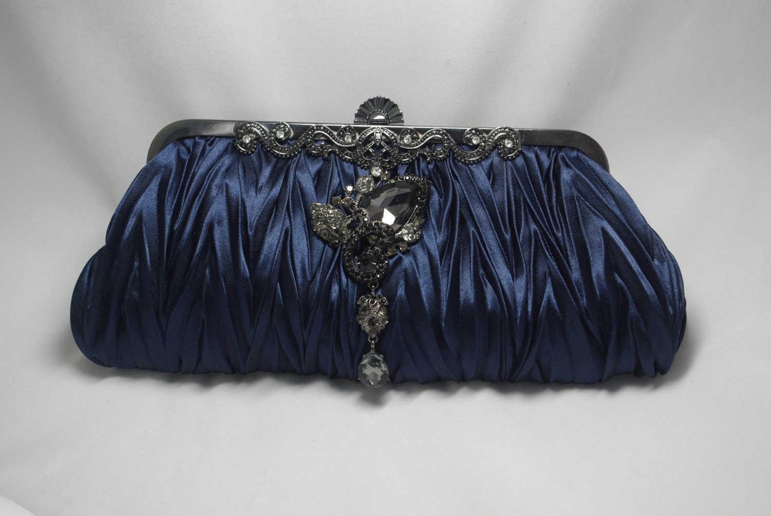 black and blue clutch bag