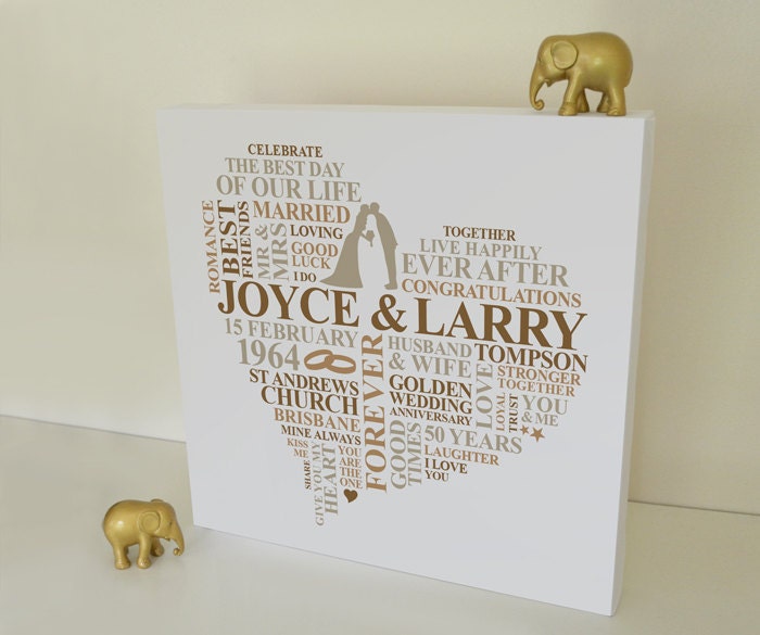 Canvas Golden Wedding  Anniversary  gift by AliChappellUK 