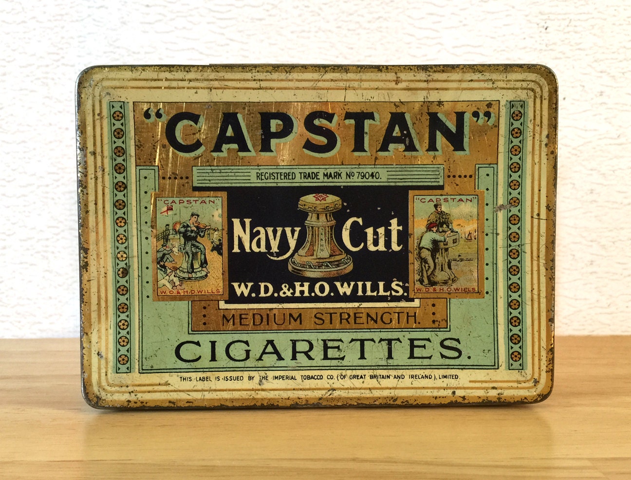 1920s Capstan Navy Cut Cigarette Tin / Tobacco Tin / Great