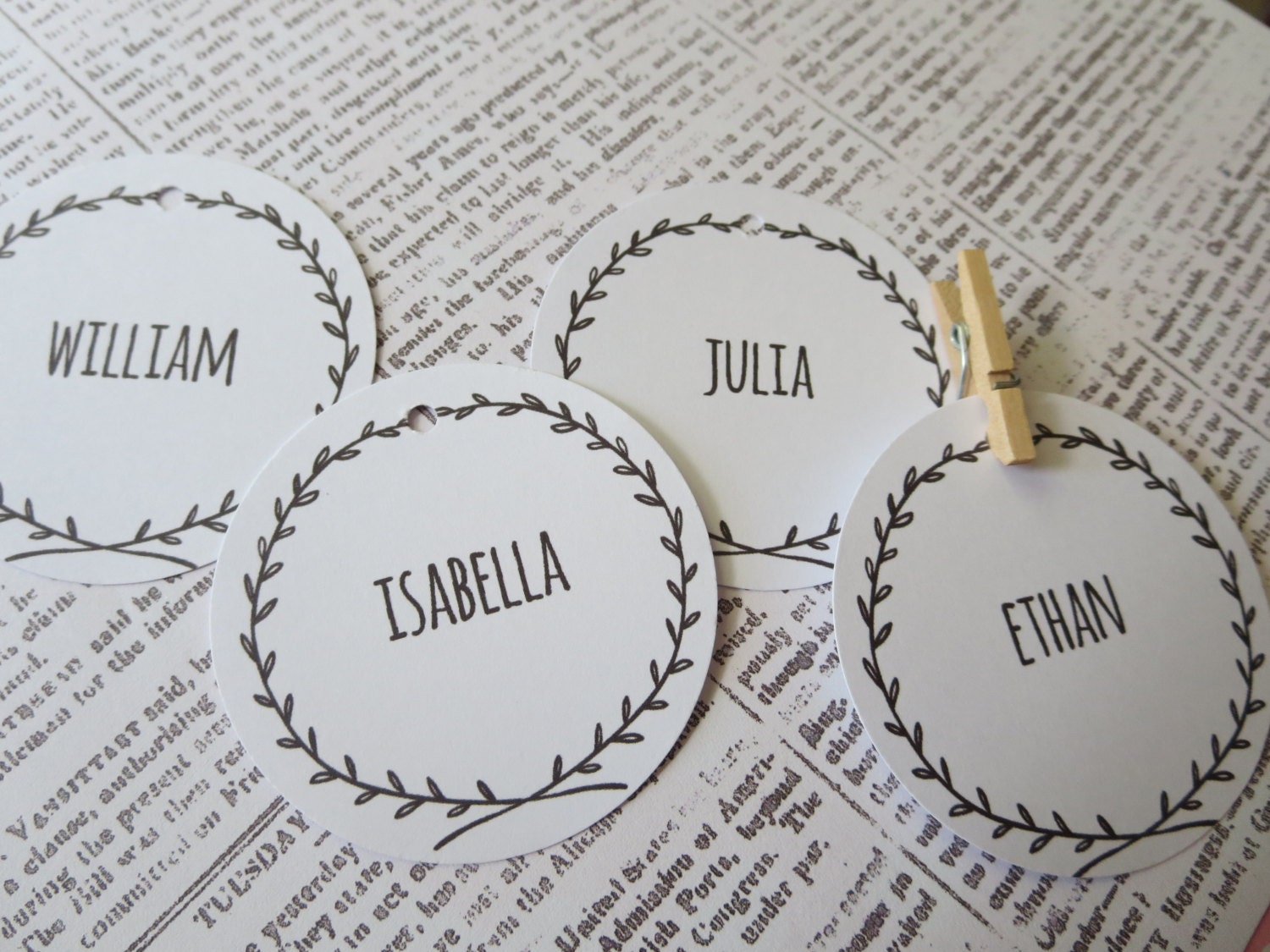 Personalised Wedding Guest Name Tags by ThePaperBirdcage on Etsy