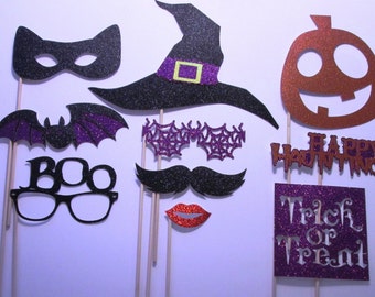 Halloween Photo Booth Props!! Made with Glitter Paper- 10 piece! Ready to Ship - in time for Halloween!!