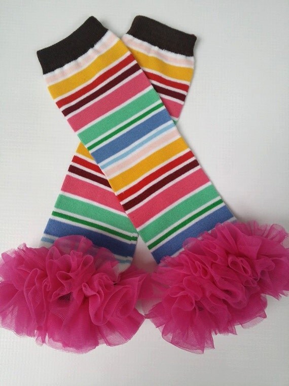 Items similar to Hot Pink Stripe Leg Warmers/Leggings/Baby Leggings