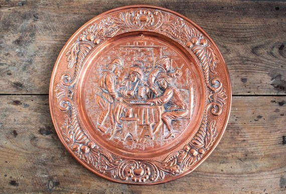 Vintage Swedish Copper Wall Plate LARGE Copper by LittleRetronome