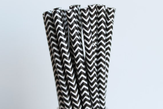Black chevron paper straws - - black and white paper straws, chevron paper straws, black and white chevron paper straws Il_570xn