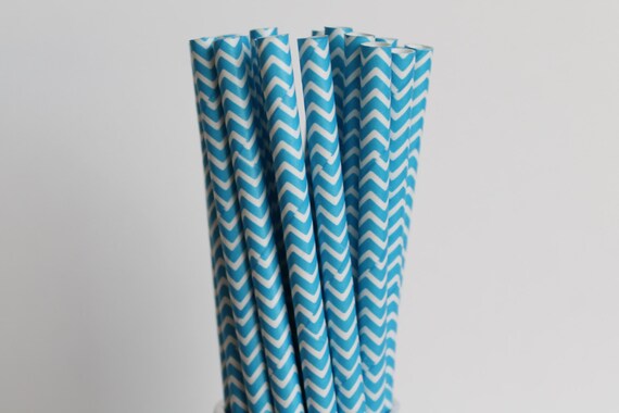 Blue Chevron Paper Straws-Wedding Straws-Mason Jar Straw-Birthday Party Straws-Blue Zigzag Paper Straws-Blue Chevron Drinking Straw Il_570xn