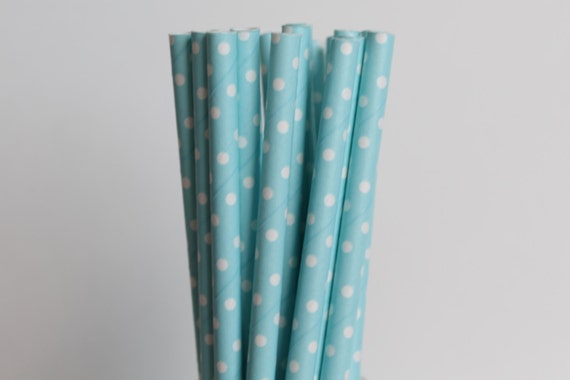 Light Blue Polka Dot Paper Straws-Light Blue Straws-Polka Dot Straws-Wedding Straws-Gender Reveal Straws-Mason Jar Straws-Party Straws Il_570xn