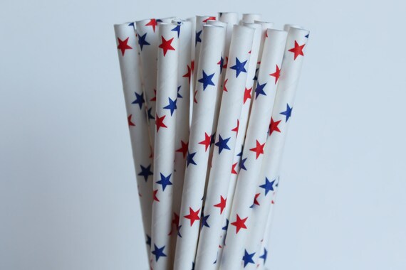 Red and Blue Star Paper Straws-Red Straws-Blue Straws-Star Straws-4th of July Straws-Party Straws-Mason Jar Straws-Shower Straws-Paper Straw Il_570xn