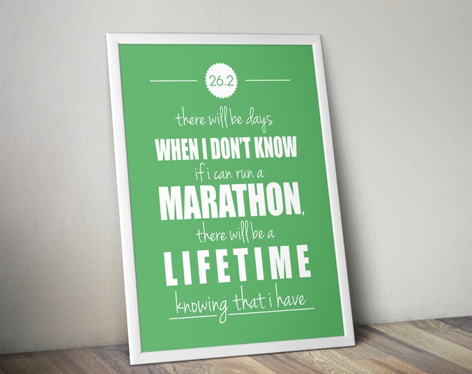 Marathon Motivation Poster, Quote Poster, Marathon Inspiration, 26.2 Poster