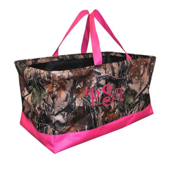 Personalized Camo Beach Bag Hot Pink Natural Camouflage
